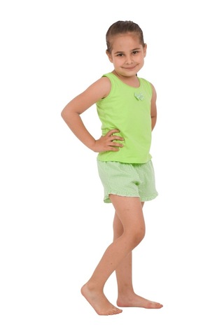 The Don Anne-Kız Fıstık Yeşili Kız Çocuk Şort Takımı (2-8 Yaş)