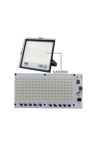Şanled 100 Watt 9000 Lumen Amber Rengi Işık Smd Led Projektör 10'lu