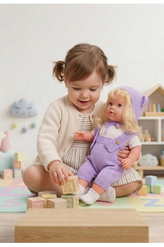 Konuşan Bebeğim 60 Cm Türkçe Konuşan Örgü Tulum Ve Şapkalı Kafası Bacakları Kolları Et Oyuncak Bebek 46900356