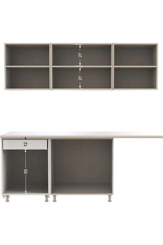 Loşnna Hazır Mutfak Dolabı 260 Cm-beyaz Laminat Tezgah Dahil-bulaşık Makinesi Yeri Mevcut-parlak Antrasit