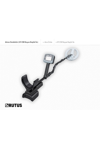 Rutus Atrex Dedektör 29cm Beyaz Başlık İle Metal Dedektörü Rutus Atrex Dedektör 29cm Beyaz Başlık İle Metal Dedektörü