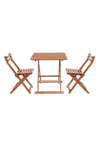 Modermo 2 Kişilik Katlanır Masa & Sandalye Seti - 70x70 Cm Grup M Ceviz