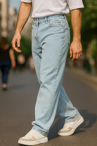 Cedy Denim Yüksek Kalite Baggy Fit Jean Leon Yüksek Bel Bol Kesim Kot Pantolon C352 Mavi