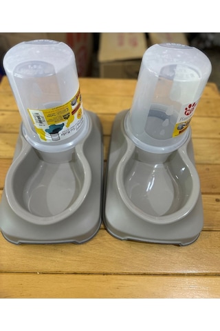 2 Adet Hazneli Kedi Köpek Mama Ve Su Kabı 1.5 Litre
