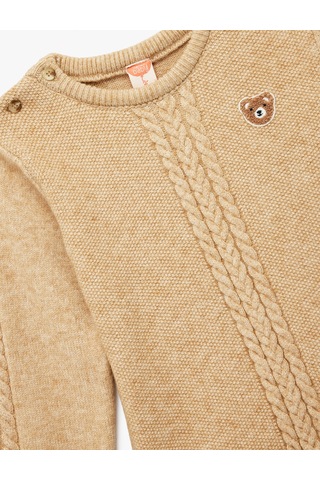 Koton Uzun Kollu Viskon Karışımlı Bisiklet Yaka Triko Kazak Bej 6wmb90014tt Ekru