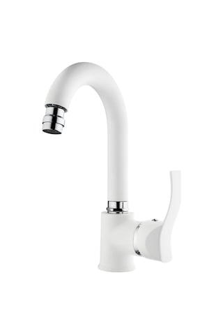 Gms Akdeniz Kuğu Lavabo Musluk Bataryası Beyaz - Krom Akd401-K