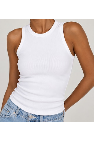 Feyece Kadın Siyah Beyaz Halter Yaka 2'li Crop Bluz Siyah - Beyaz