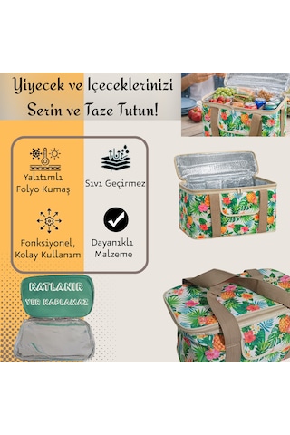 20 Lt Eco Lüx Desenli Termal Çanta -piknik Çantası,soğutucu Buzluk Çanta Karışık/Çok Renkli