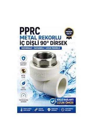 Pprc Metal Rekorlu İç Dişli 90 Dirsek 20 Mm X 1/2" Pirinç Rekorlu Sızdırmaz Tesisat Bağlantısı Çok Renkli
