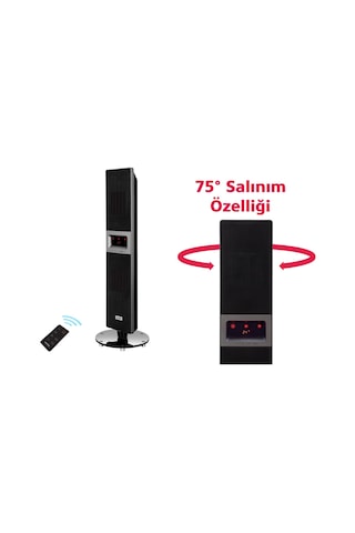 Simfer Sr2500 Single X Karbon Serisi Ip65 Suya-toza Dayanıklı Siyah Uzaktan Kumandalı İç/dış Mekan Isıtıcı