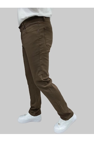Erkek Enjoy Regular Fit Ligralı Kahverengi Kot Pantolon Kahverengi