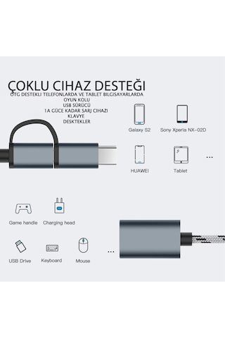 Usb To Type C Micro Usb Otg Kablo 2 İn 1 Yeni Nesil Bağlantı Tipleri Usb Data Şarj Çeviricisi