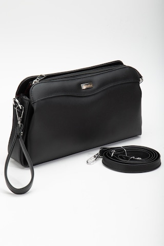 Kadın Portföy Cüzdan Çanta Siyah 3 Bölmeli Uzun Kısa Askılı-3221 Siyah