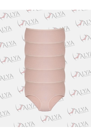 Alya Underwear Kadın Büyük Beden Külot Battal Full Brief, Yüksek Bel 5xl, 6xl, 7xl 5 Farklı Renk 1 Pakette Ten P07