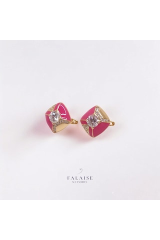 Pembe Düğme Küpe 15mm Pembe