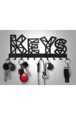 Metal Anahtar Askılığı - KEYS Dekoratif Anahtarlık Desenli Dekora
