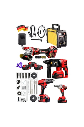 Stilmax STMGR90 Kaynak  + Şarjlı Taşlama + Somun Sıkma + Kırıcı Matkap 5'li Set