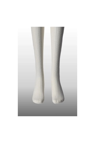 Kız Çocuk Karina Örgü Pamuklu Mevsimlik Ekru Renkli Külotlu Çorap Ekru