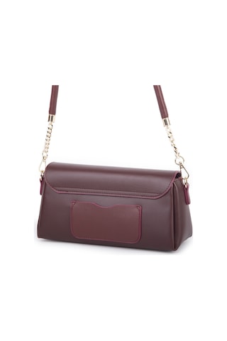 Nas Bag Kadın Sade Şık Omuz Ve Çapraz Çanta En 24 Cm Boy 12 Cm Bordo Diğer