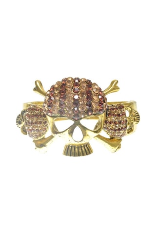 Hdmarketim Otantik Swarovski Taşlı Kurukafa Kelepçe Metal Bileklik 5489 Altın