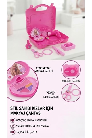 10 Parça Çantalı Güzellik Seti - Minik Stilistler İçin Eğlenceli Ve Eğitici Makyaj Seti
