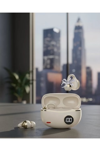 Handsfree Kablosuz Bluetooth Kulaklık Kristal Net Ses 2 Kurdele Küpe Hediyeli