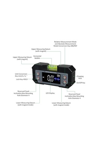Novahub Su Terazisi Dijital Açı Ölçer Sıvı Seviye Bulucu Eğimölçer Xy Eksen Ahşap İşleme Siyah