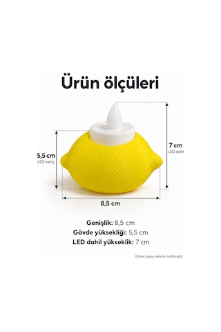 Limon Tasarımlı Tealight Mumluk 3d Baskı Dekoratif Tealight Mumluk Sarı