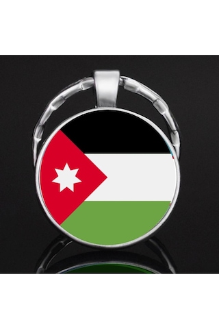 Tamgacrafts Ürdün Jordan Bayrağı Metal Anahtarlık Ülke Temalı Hediyelik Çok Renkli