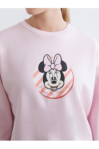 Lcw Comfort Pembe Minnie Mouse Baskılı Kadın Kalın Sweatshirt