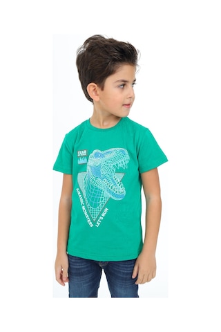 Toontoy Kids Toontoy Erkek Çocuk Baskılı Tişört Koyu Yeşil
