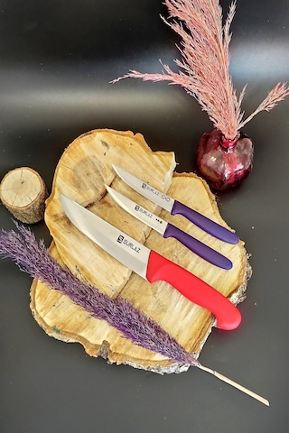 Sürmene Sürlaz Mutfak Bıçak Seti Kırmızı & Mor Seri Kırmızı - Mor