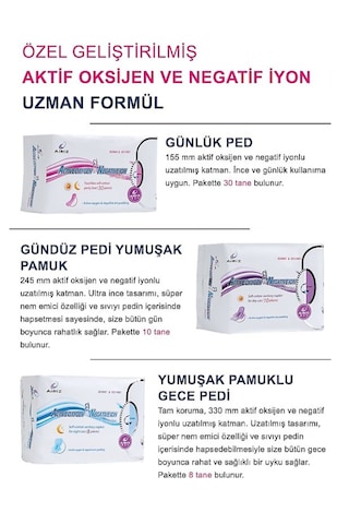 Tiens Airiz 60 Günlük + 30 Gündüz 8 Gece 6'lı Paket Hijyenik Ped Seti