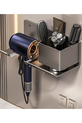 Lichen Saç Kurutma Makinesi Depolama Rafı, Banyo Depolama Rafı, Şeffaf