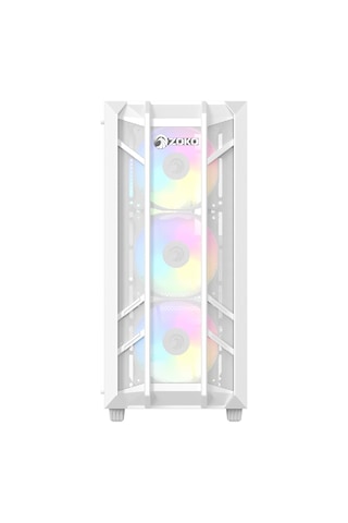 Zoko Hunter 4x12 CM ARGB Fan Mesh Panel Temperli Cam Bilgisayar Kasası Beyaz