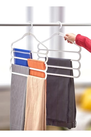 Viatom 4 Adet Dolap Içi Çok Katlı Plastik Askı Pantolon Şal Gömle Beyaz