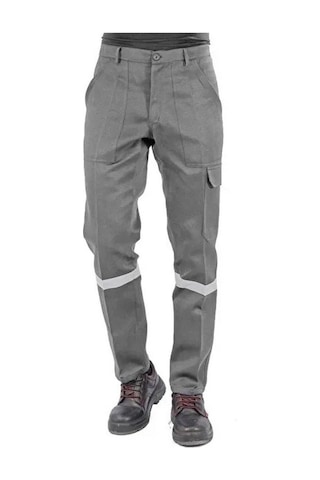 Erkek 7/7 Gabardin Kışlık Kargo Cepli İş Pantolonu Gri