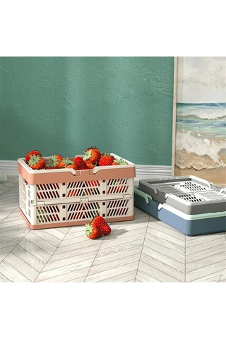 Xiaaokeji Açık Katlanır Piknik Sepeti Taşınabilir Kamp Depolama Konteyner B Pembe