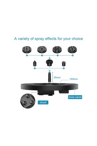 Ximistore9 Güneş Enerjili 1.0w 190l/h Suları Yükselten, 6 Farklı Nozzle İçeren, Bahçe/havuz İçin Uçan Manzaralı Fonten