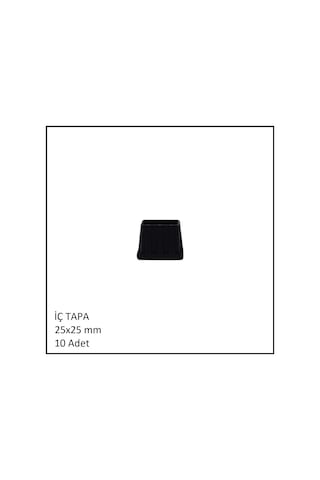 Plastik İç Tapa, Profil Tapası, Kare, Siyah, 25x25 Mm 10 Adet Siyah
