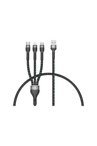Goocamp Siyah Shira Serisi 3 İn 1 Usb Kablo 30cm