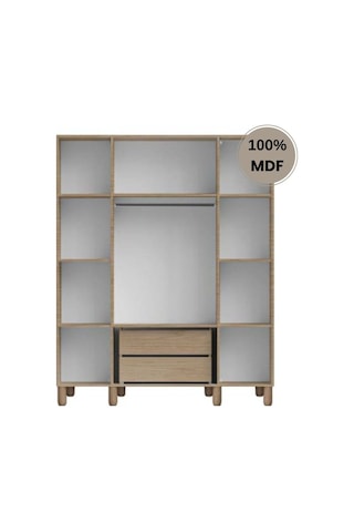 Meşe 4 Kapak Mdf Ayaklı Tasarım Gardırop Rota