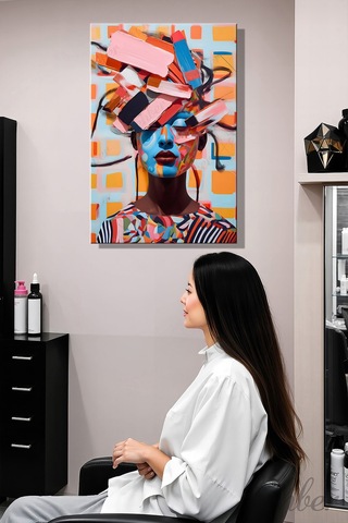 Duvar Tablosu Dikey Kanvas Tekli Kuaför Güzellik Salonu Makyaj Pop-art Modern Soyut Kadın Portre