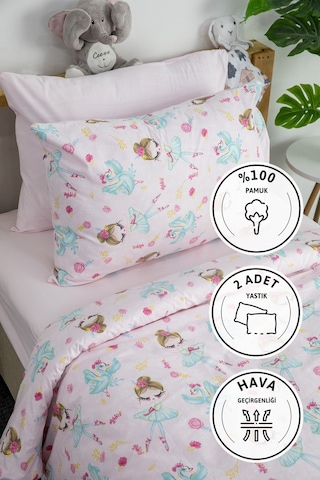 Peri Balerin %100 Pamuk Tek Kişilik Nevresim Takımı - Pembe Pembe