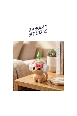 Sims Viral Plumbob Kedi Biblo - 3d Tasarım Dekoratif Figür