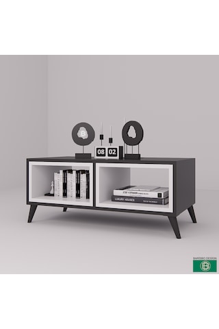 Orta Sehpa Modern Açık Raflı Antrasit - Beyaz
