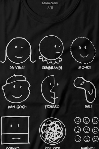 Kendim Seçtim History Of Art Monet Dali Da Vinci Baskılı Tişört Çocuk T-shirt 001