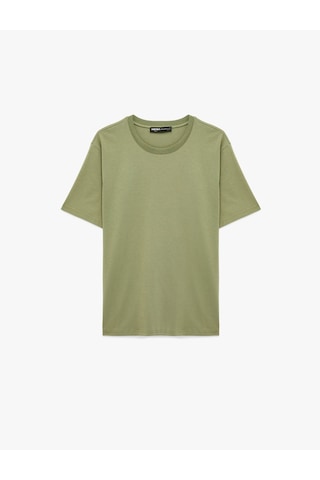 Koton Regular Fit Kısa Kollu Bisiklet Yaka Pamuklu Basic Tişört Haki 6sam10332mk