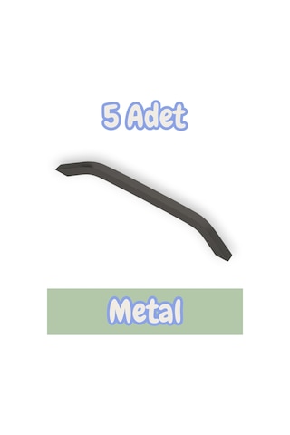 İdil Alüminyum Metal Lüks Modern Mobilya Çekmece Mutfak Dolabı Kulpu Siyah 224mm 5 Adet Siyah