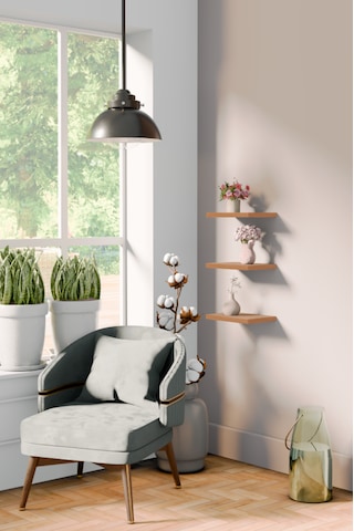 Yankı-BYEG 3lü 20 cm Safir Meşe Mdf Mini Duvar Rafı Gizli Bağlantı Çiçeklik